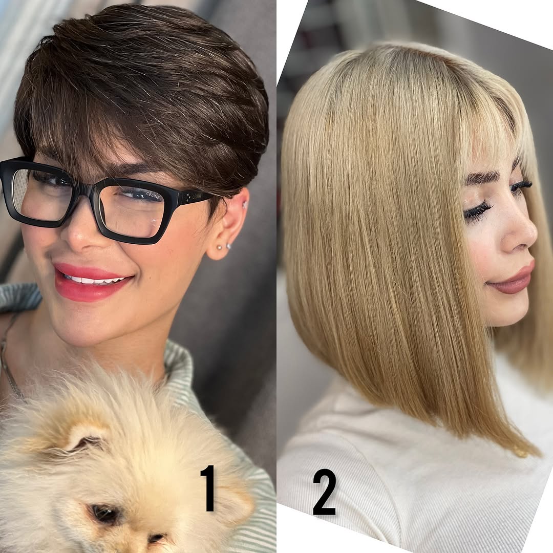 2. Sleek Blonde Angled Pixie Bob
