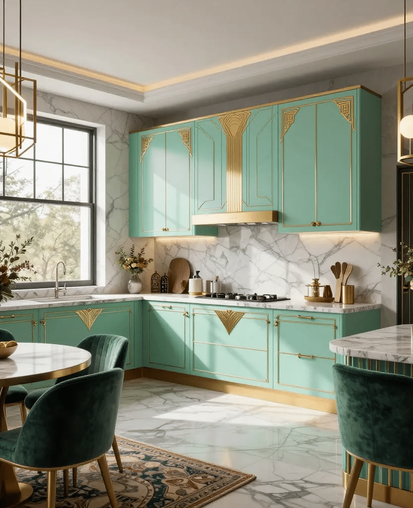 Art Deco Mint Green Kitchen