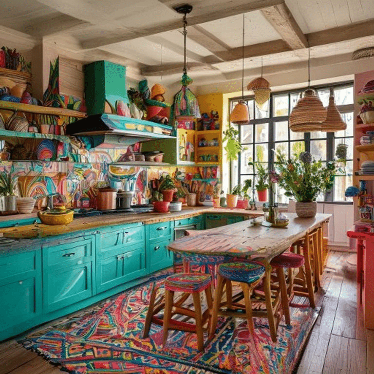 Bright Colorful Boho Kitchen