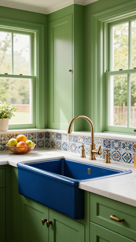 Classic Blue and Green Farm Sink