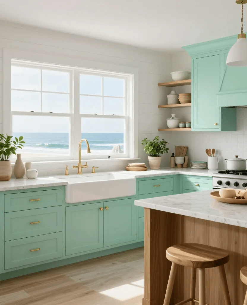 Coastal Chic Mint Green Kitchen