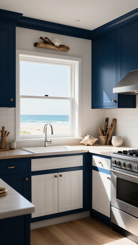 Coastal Vibes with Navy Cabinets