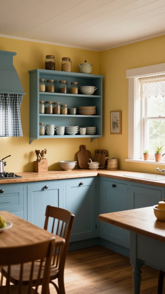 Country Cottage Blue and Yellow Kitchen