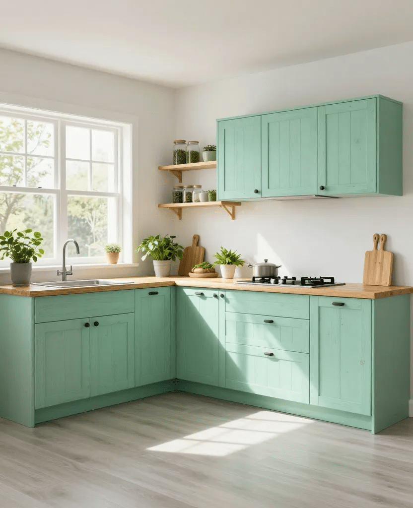 Eco-Friendly Mint Green Kitchen