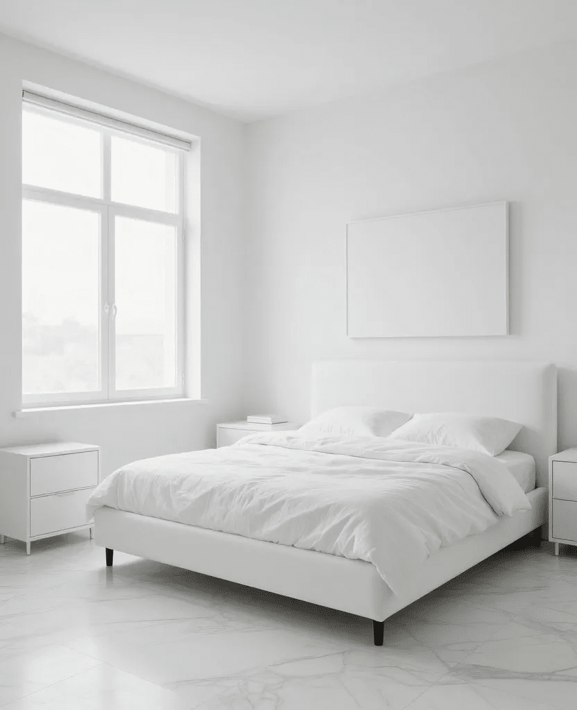 Elegant White Monochrome Bedroom