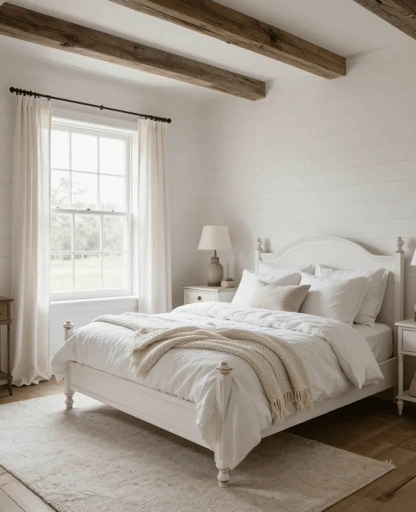 Farmhouse Chic White Bedroom