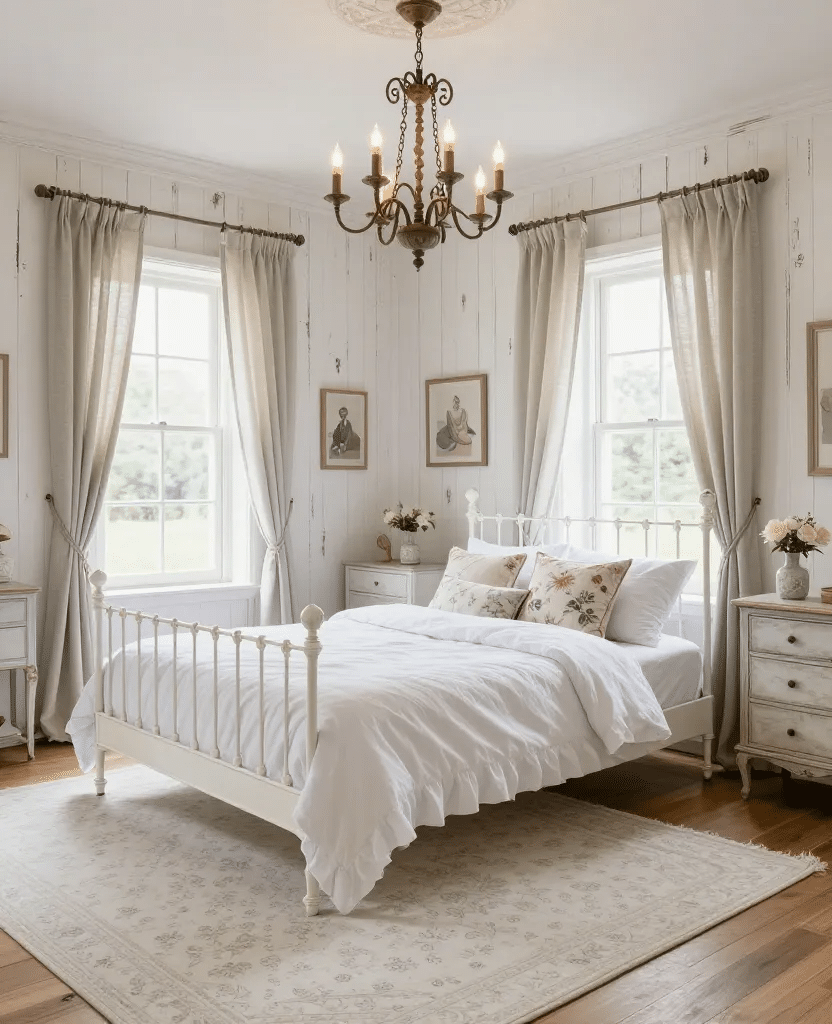French Country White Bedroom