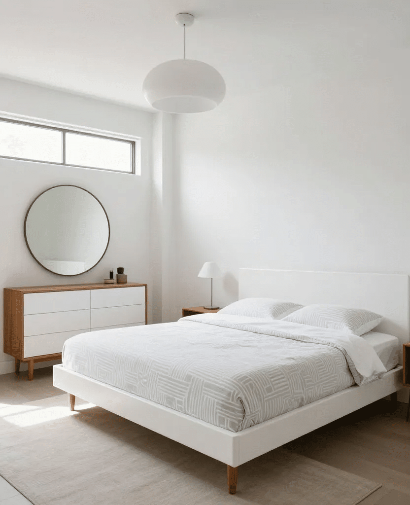 Mid-Century Modern White Bedroom