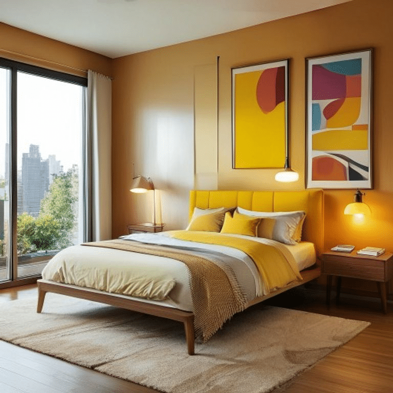 Mid-Century Modern Yellow Bedroom