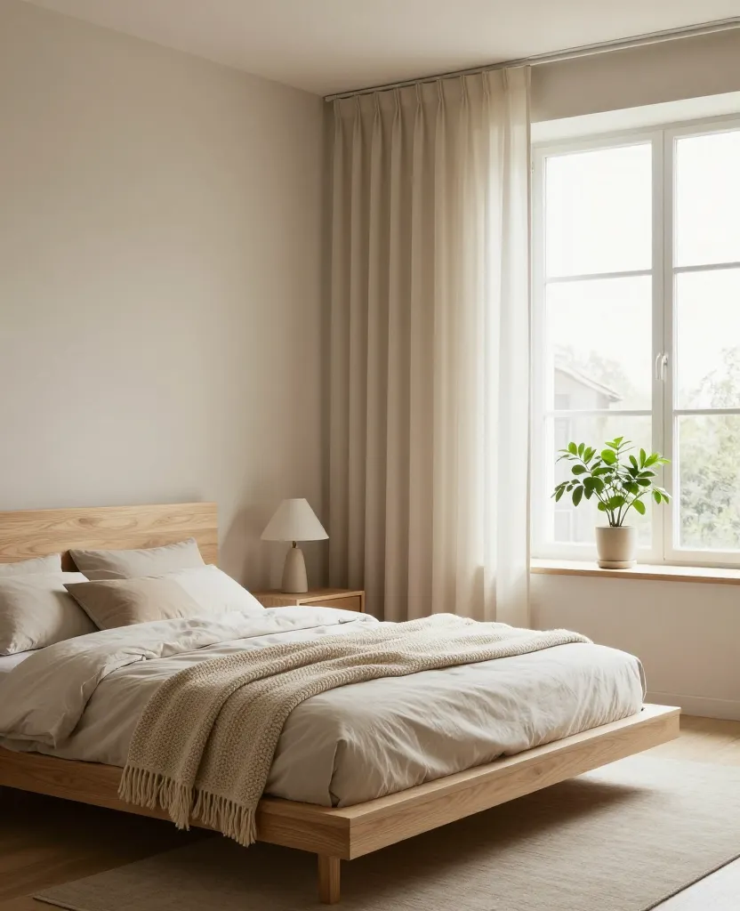 Minimalist Scandinavian Beige Bedroom