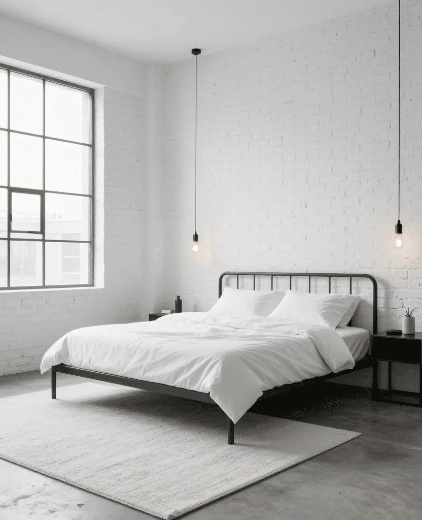 Modern White Industrial Bedroom