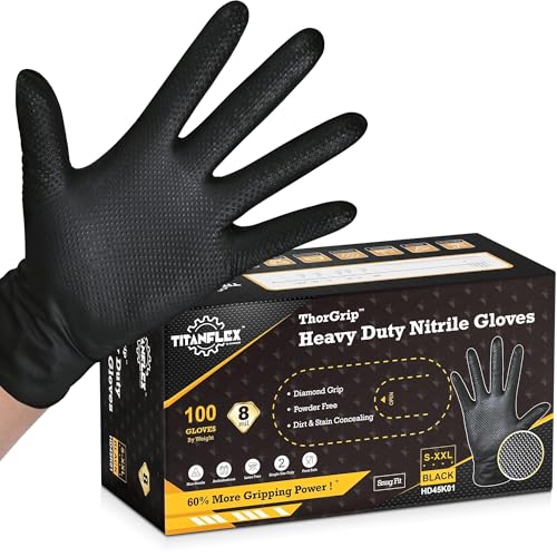 TitanFlex Heavy Duty Black Nitrile Gloves