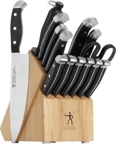 HENCKELS Statement Premium Quality 15-Piece Knife Block Set, Natural, Razor-Sharp, German Engineered Informed by 100+ Years of Mastery, Lightweight and Strong, Dishwasher Safe