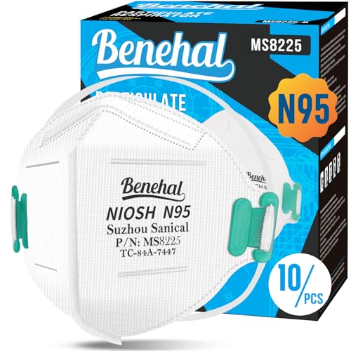 N95 Face Mask,10 Pack NIOSH Certified N95 Disposable Respirator 5-Ply Safety Breathable Face Masks, Filter Efficiency 95%, Adjustable Comfortable Protection,Against PM2.5 Dust for Adult, Men, Women