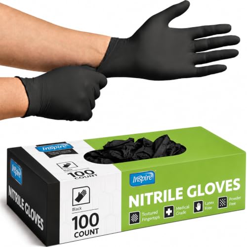 Inspire Black Nitrile Disposable Gloves (Large)