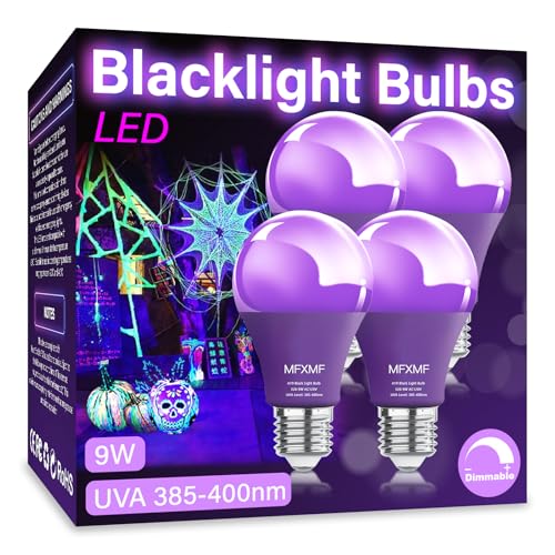 mfxmf 4 Pack A19 LED Black Light Bulbs