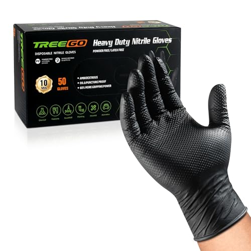 TREEGO Disposable Heavy Duty Nitrile Gloves