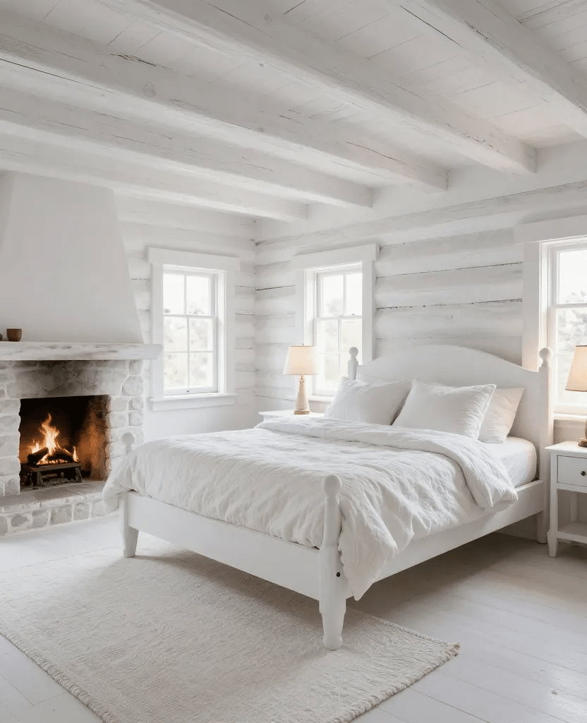 Rustic White Cabin Bedroom