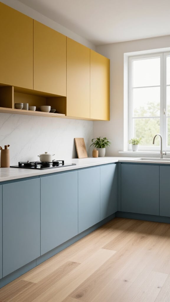 Scandinavian Blue and Yellow Kitchen