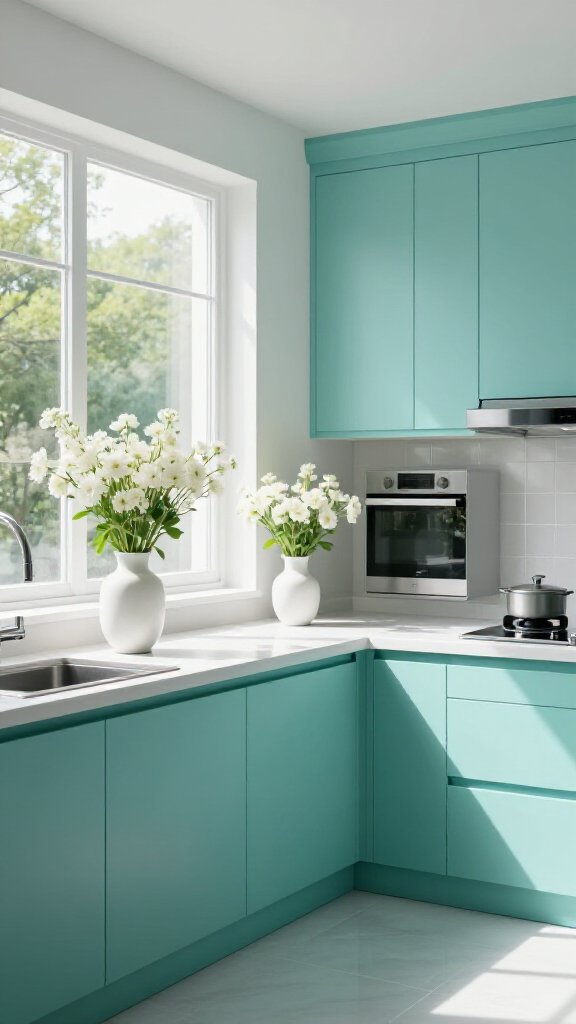 Serene Aqua and White Contrast