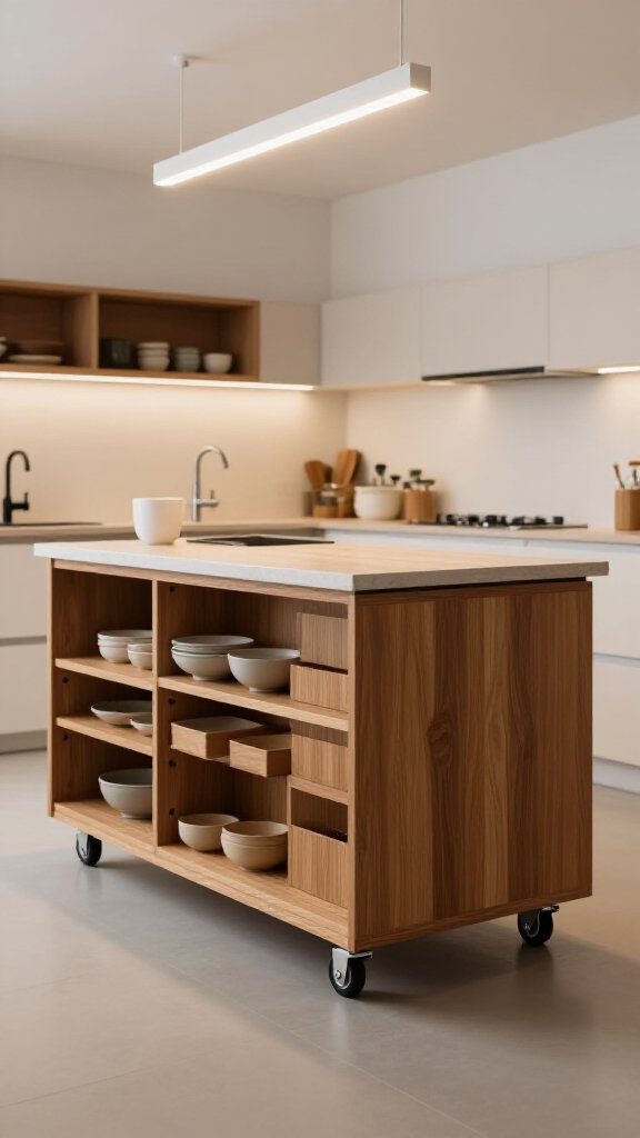 Sleek Kitchen Island on Wheels