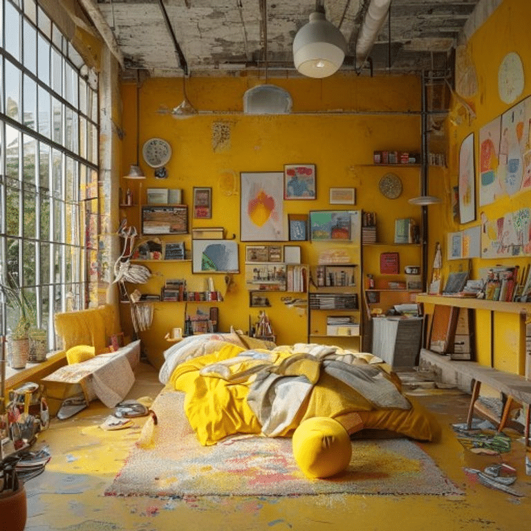 Sunny Art Studio Yellow Bedroom
