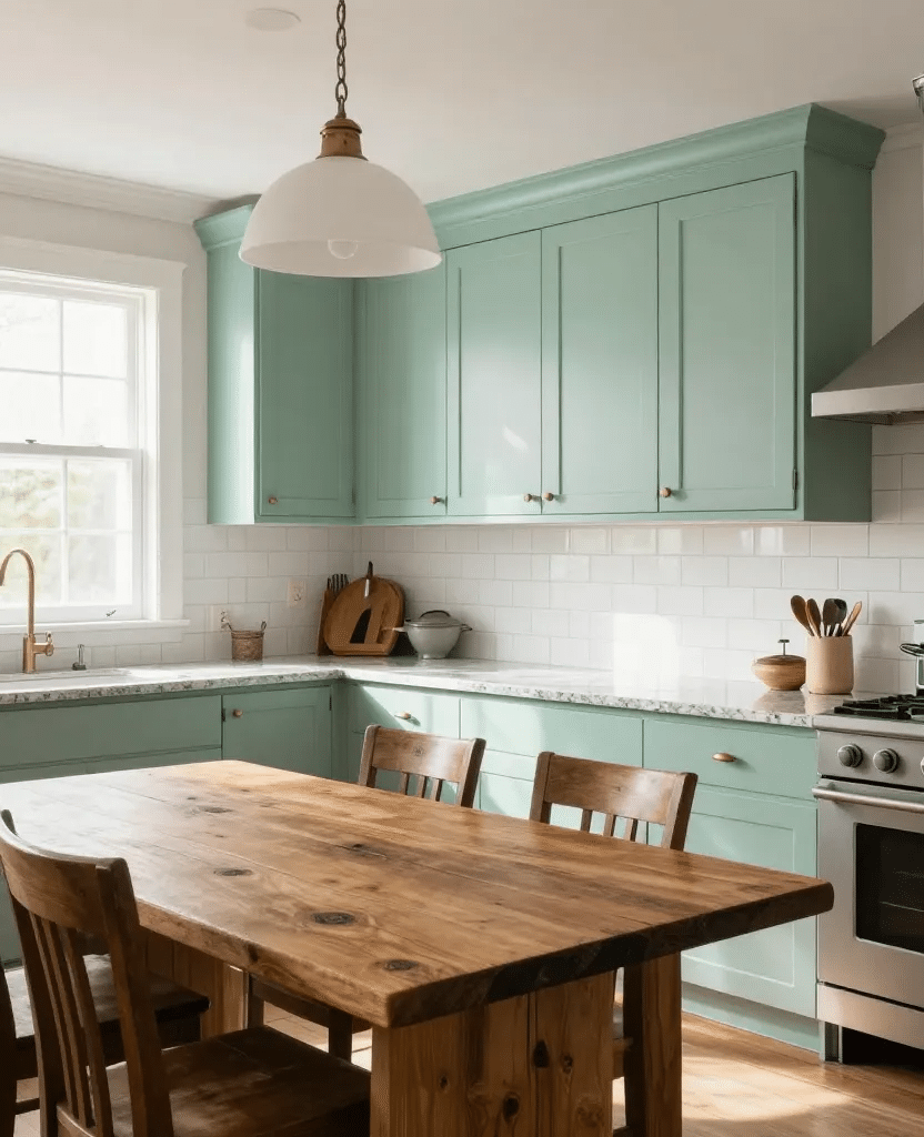 Traditional Mint Green Shaker Kitchen