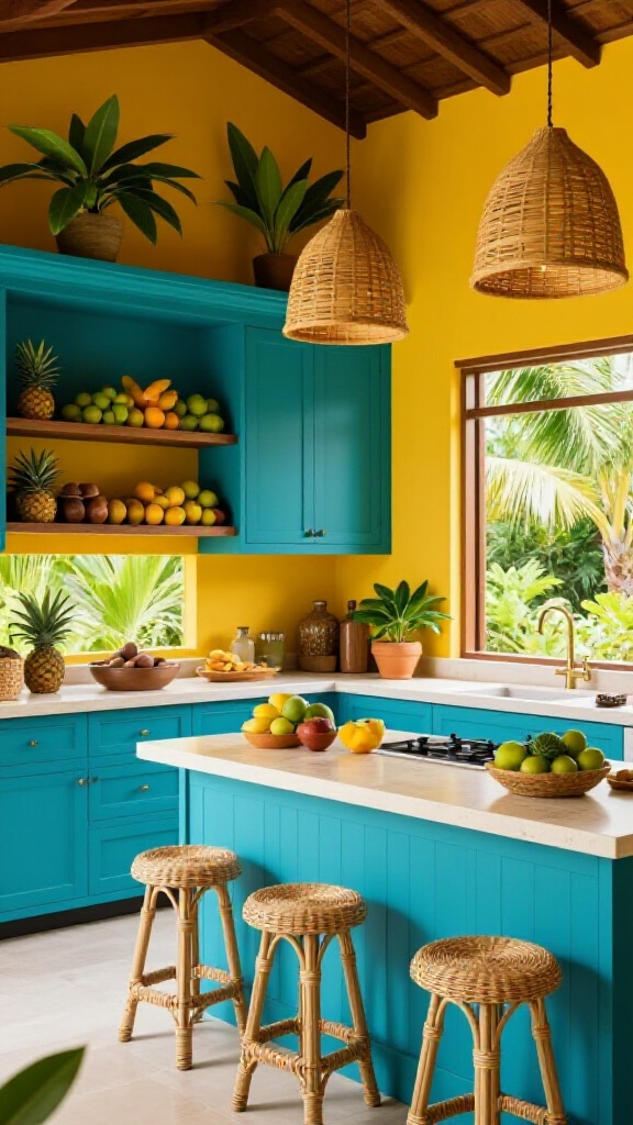 Tropical Blue and Yellow Kitchen Oasis