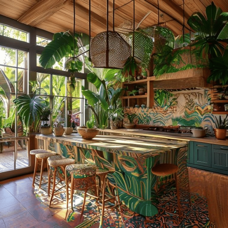 Tropical Boho Kitchen Oasis