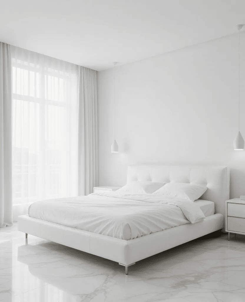 White Luxe Minimalist Bedroom