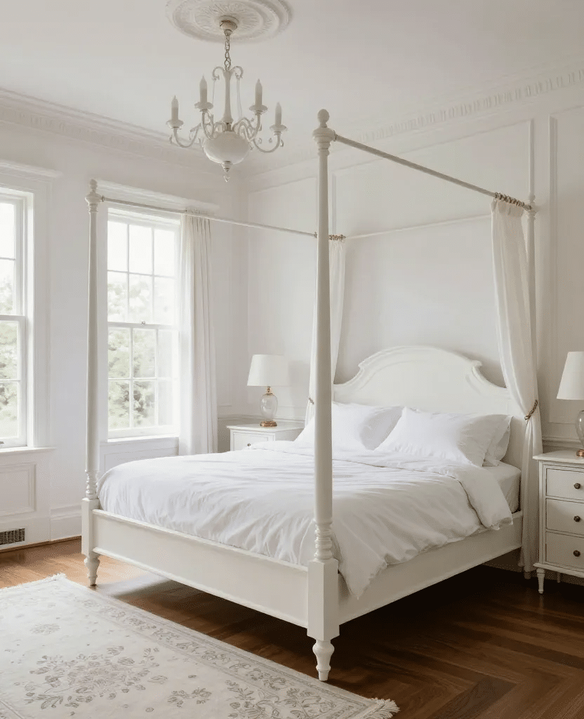 White Traditional Colonial Bedroom