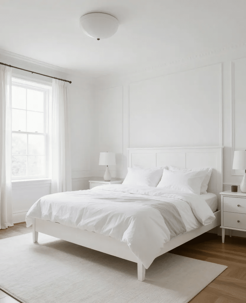 White Transitional Style Bedroom