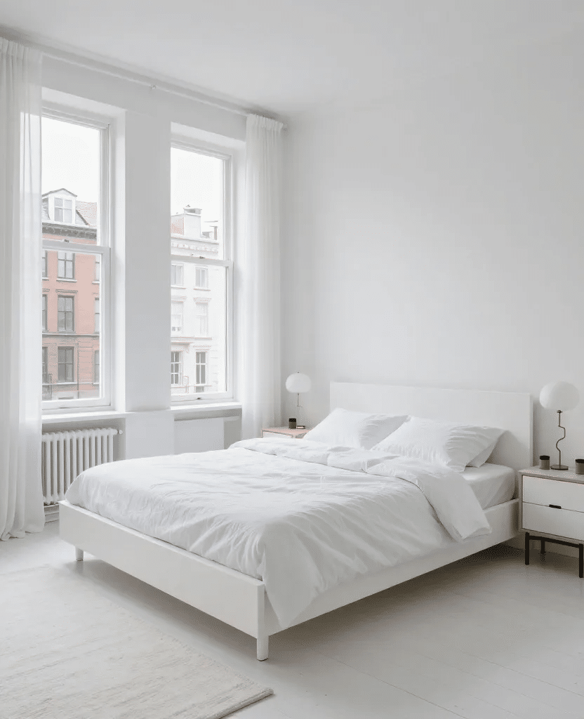 White Urban Scandinavian Bedroom