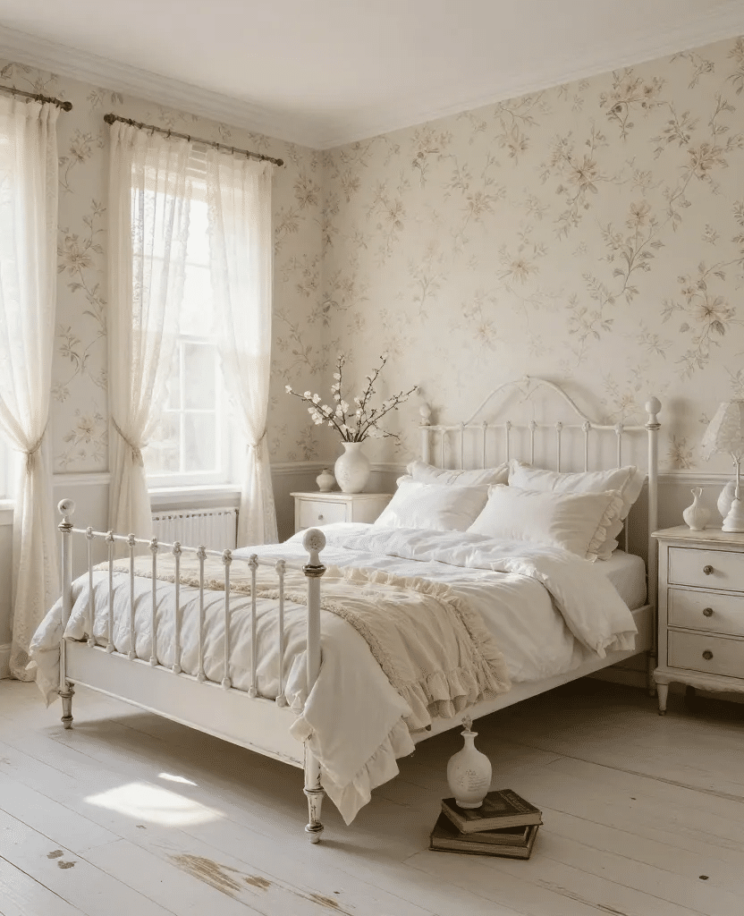 White Vintage Shabby Chic Bedroom
