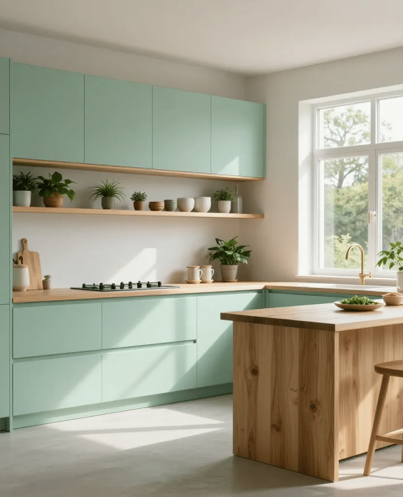 Zen-Inspired Mint Green Kitchen